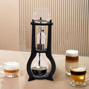Cold Brew Drip Coffee Maker, 600ml/20.29 Ice Coffee Brewer Machine Cold-Drip Coffee Tower with Glass Container Wood Stand for Home Office