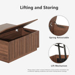 Load image into Gallery viewer, Lift Top Coffee Table with Storage, Mid Century Modern Coffee Table with Arched Design, 31.5" Square Tea Table with Wood Grain, Multifunctional Center Table for Living Room, Office, Walnut