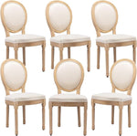 Load image into Gallery viewer, French Country Dining Chairs Set of 6, Vintage Wooden Dining Chairs with Fabric Upholstered Seat&amp;Oval Backrest,Solid Wood Legs&amp;Frame, Farmhouse Kitchen&amp;Living Room Chairs(Beige,6 Pcs)