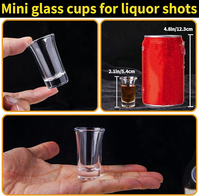 Shot Glass Set 24pcs 0.5 oz - 0.66 oz / 15ml- 20 ml Shot Glass Tray Holder Clear Glass for Party, Club, Bar, Spirit Tasting - MJ-24-15 (15ml 24pcs)