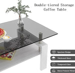 Load image into Gallery viewer, Glass Coffee Table Rectangle Living Room Center Table, with Gray Tempered Glass Tabletop and White MDF Layer,for Living Room and Office, Gray+White