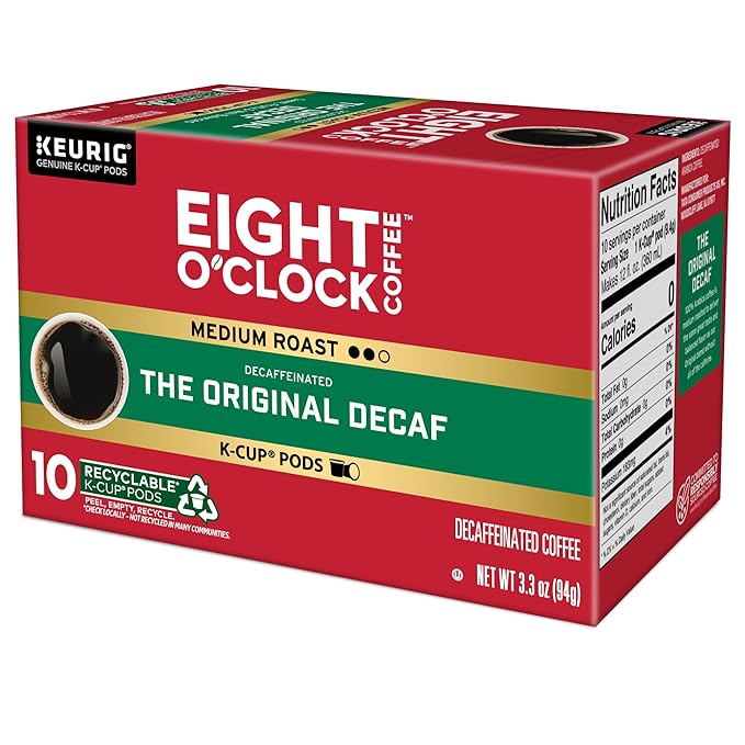 Eight O'Clock Coffee Original Decaf, Keurig Single Serve K-Cup Pods, 60 Count (6 packs of 10)