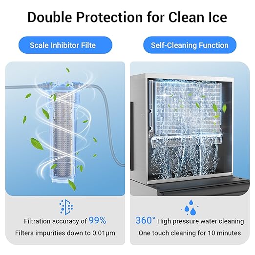 Commercial Ice Machine Maker 680LBS/24H with 450LBS Storage Bin, 234 Ice Ready in 8-12 Min, Self-Cleaning Commercial Ice Makers, Adjustable Ice Thicknesses, Timing Function