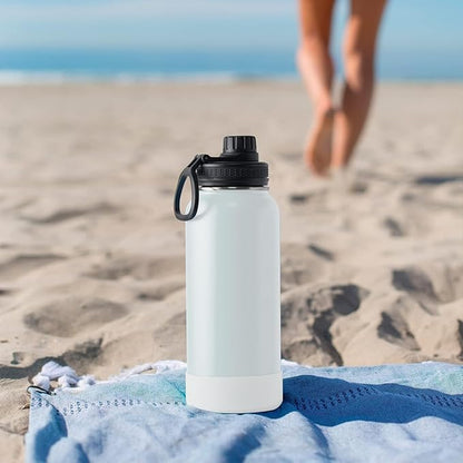 koodee Insulated Water Bottle, 32 oz Stainless Steel Double Wall Vacuum Wide Mouth Sport Bottle with Leakproof Spout Lid （Cosmic Orange）