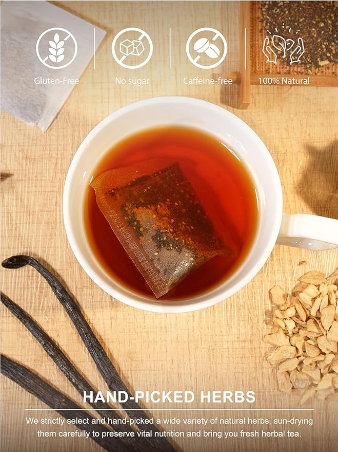 TeeLux Vanilla Decaf Chai Tea Bags, Decaffeinated Black Tea with Cinnamon, Ginger, Cardamom, Natural Vanilla Flavor, Full-bodied & Spicy Flavor, 100 Count