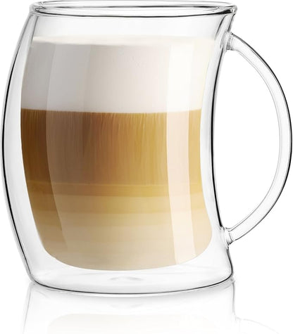 JoyJolt Caleo Collection Double Wall Insulated Glass Coffee Cups (Set Of 2) -13-Ounces