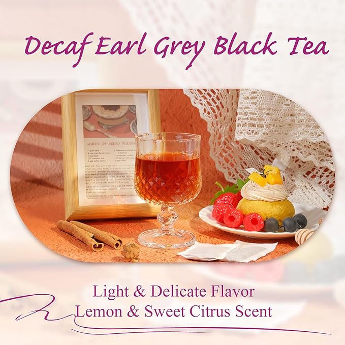 WT WEETEE Decaf Earl Grey Tea Bags, 100 Count CO2-Decaffeinated Black Tea Flavored with Bergamot Orange, Smooth & Refreshing, Drink All Day