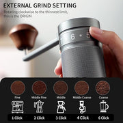 Bincoo Foldable Manual Coffee Grinder with External Adjustable Setting,Coffee Bean Grinder with Portable Storage Bag,Stainless Steel Burr Grinder Suitable for Home, Office and Travel for Use(Gray)