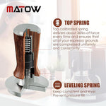 Load image into Gallery viewer, 53.3mm Espresso Hand Tamper, MATOW Calibrated Spring Loaded Coffee Tamper with Stainless Steel Ripple Base, 30lbs Espresso Tamper with Red Rosewood Handle Compatible with Breville 54mm Portafilter