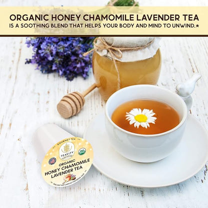 Organic Chamomile and Lavender Tea Pods for Keurig - Decaf Herbal Tea for Keurig K Cups - Honey Chamomile Lavender by Teavity (36 Tea Pods)