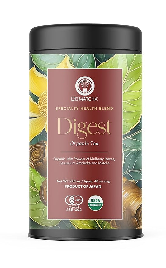 DoMatcha Digest Blend - Green Mix, 2.82 oz - Digest Health Blend with Mulberry, Jerusalem Artichoke & Organic Matcha for Vitality & Focus - Soothing Tea Experience - Product of Japan