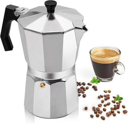Aluminum 12 Cup 600ml Moka Pot Express Coffee Maker Stovetop Espresso Percolator Coffeemaker Italian Classic Style Brewing Greca Cafe Mocha Machine for Cafeteras Lover Camping Travel and Home Use 20oz
