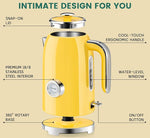 Load image into Gallery viewer, SUSTEAS Electric Kettle - 57oz Hot Tea Kettle Water Boiler with Thermometer, 1500W Fast Heating Stainless Steel Tea Pot, Cordless with LED Indicator, Auto Shut-Off &amp; Boil Dry Protection, Retro Yellow