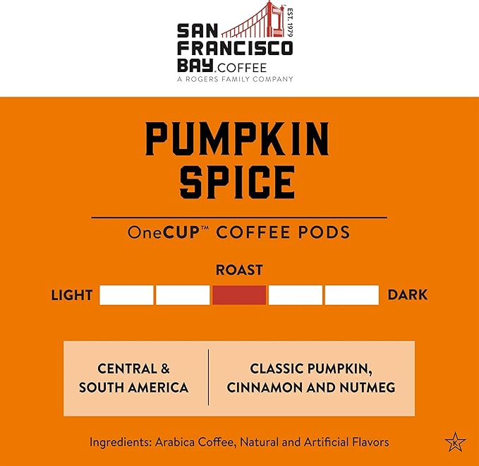 San Francisco Bay Compostable Coffee Pods - Pumpkin Spice (80 Ct) K Cup Compatible including Keurig 2.0, Flavored, Medium Roast