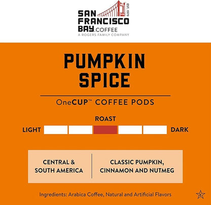 San Francisco Bay Compostable Coffee Pods - Pumpkin Spice (80 Ct) K Cup Compatible including Keurig 2.0, Flavored, Medium Roast