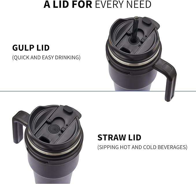 ALOUFEA 20 oz Insulated Coffee Mug Tumbler with Handle, Stainless Steel Travel Mug Tumbler with Lid and Straw,Double Wall Vacuum Leak Proof Ice Coffee Thermal Cup, Tangerine