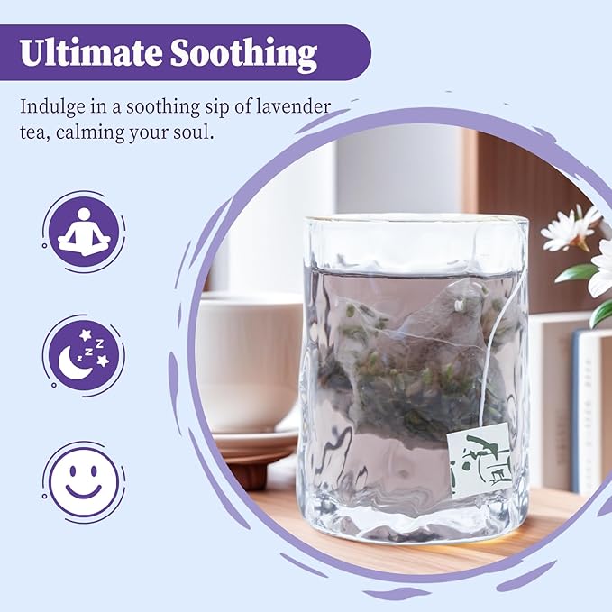 FullChea - Lavender Tea Bags, 50 Teabags - Pure Lavender Flowers for Relaxation - Caffeine-Free Floral Tea for Sleep & Wellness