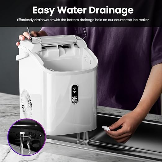 Kismile Nugget Ice Makers Countertop,35Lbs/24H,Portable Countertop Machine with Chewable Pellet Ice,Self-Cleaning,One-Click Operation for Home/Office(White)