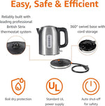 Load image into Gallery viewer, Amazon Basics 1.1Qt (1L) Electric Kettle, Tea Kettle &amp; Water Boiler, with Auto Shut-Off, Boil Dry Protection, High-Safety Strix Thermostat, BPA-Free, 1500W, Stainless Steel, New Model, Black &amp; Silver