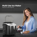 Load image into Gallery viewer, Crzoe Countertop Ice Maker Machine with Handle,26Lbs/24H,9 Cubes Ready in 6 Mins,Self-Cleaning Function with Ice Scoop and Basket for Home/Office(Deeply Black)