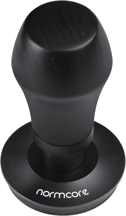 Normcore 53.3mm Espresso Coffee Tamper V4 - Spring Loaded Tamper With Titanium PVD Coating Ripple Base -15lb / 25lb / 30lbs Replacement Springs, Genuine Black Oak Wood Handle
