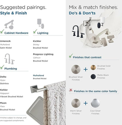 Amerock BH36023G10 | Brushed Nickel Towel Bar | 18 in (457 mm) Towel Rack | Mulholland | Bathroom Towel Holder | Bathroom Hardware | Bath Accessories