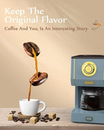 Load image into Gallery viewer, Amaste Coffee Maker, 5 Cup Coffee Pot with Three Brewing Modes, Retro Coffee Maker with Glass Carafe &amp; Reusable Coffee Filter, Drip Coffee Maker Ideal for Home or Office, Keep Warm, Ash Blue