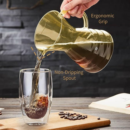 Unbreakable - Pour Over Coffee Maker with Permanent Stainless Filter 27 fl oz, Thickened Heat-Resistant Borosilicate Glass Dripper Coffee Brewer, Stovetop Safe