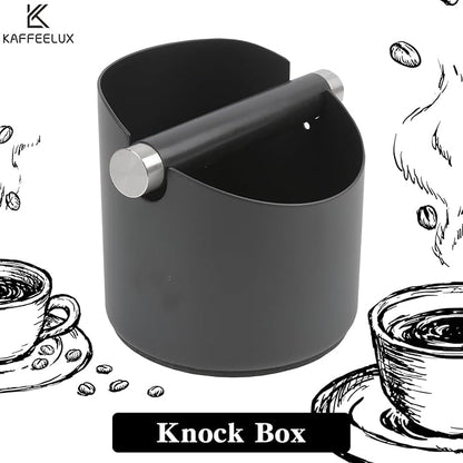 Italian Espresso Tapping Box, Stainless Steel Coffee Grinding Tapping Box, With Detachable Tapping Rod And Anti Slip Rubber Base (Black-S)