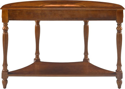 Solid Wood Semi-Circle Console Table with Drawer and Shelf, 45.3" Traditional Vintage Entryway Table Polished Edging Half-Moon Narrow Table for Living Room Hallway, Beewax
