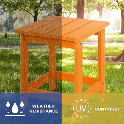 LZRS Adirondack Square Outdoor Side Table for Patio, Pool Composite Patio Table,HDPE End Tables for Backyard,Pool, Indoor Companion, Easy Maintenance & Weather Resistant(Orange)