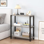 Load image into Gallery viewer, FOLUBAN 3 Tier Bookshelf, Industrial Wood and Metal Book Shelf and Bookcase, Short Book Case for Office Living Room Bedroom, Light Grey