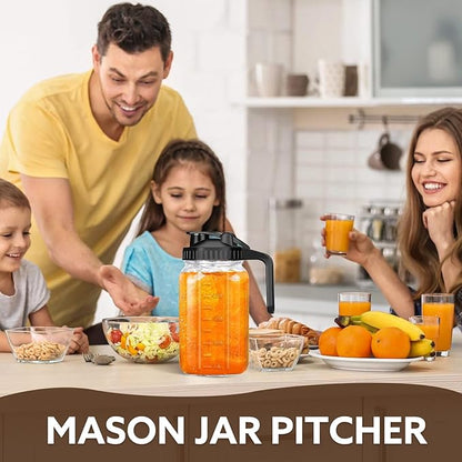 Breast Milk Pitcher, 32 OZ Mason Jar Pitcher with Lid Double Leak Proof,1 Quart Breastmilk Storage Containers for Fridge, Glass Jug for Sun Tea, Juice, Cold Brew Coffee