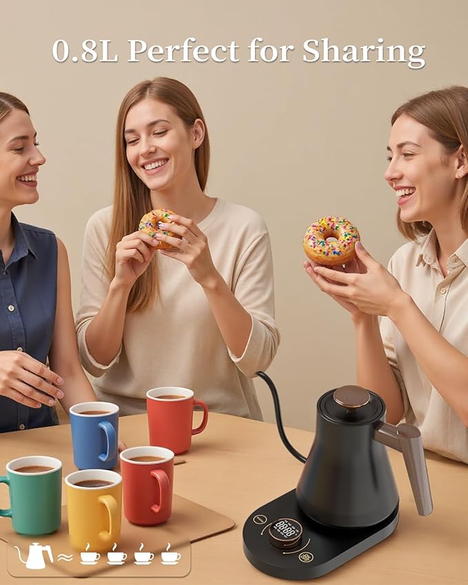 Smart Electric Gooseneck Kettle with WiFi Control, Pour-Over Coffee & Tea Kettle, ±1°F Precise Temp, 100% Stainless Steel Quick Boil Hot Water Heater Keep Warm, Pro Brewing Teapot 0.8L, 1000W