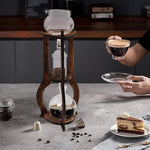 Load image into Gallery viewer, Iced Coffee Cold Brew Drip Tower Coffee Maker with Measuring Spoon, Stainless Steel Filter, Wooden, 6-8 Cup (Brown)