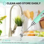 Load image into Gallery viewer, YUSWKO Baby Blue Handheld Milk Frother Wand for Coffee, Rechargeable Electric Whisk with 3 Heads 3 Speeds Drink Mixer Coffee Frother For Latte, Cappuccino, Hot Chocolate, Egg