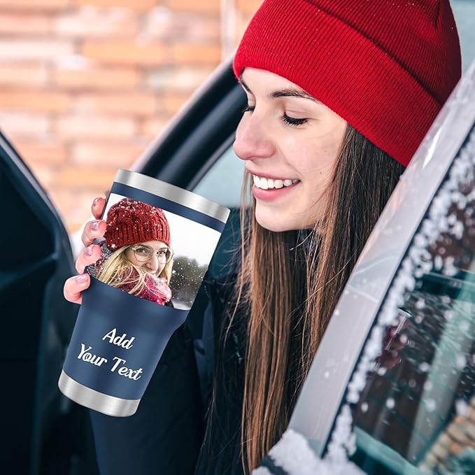 Personalized Tumbler with Pictures/Text- Custom Coffee Mug Cup 30 Oz with Lid - Customized Employee Appreciation Gifts - Christmas Gifts for Men Women - Customized By Enterprise (30 Oz-Print)