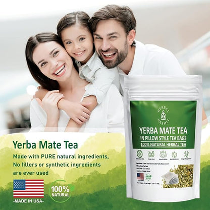 Herbal Hermit Yerba Mate herbal-teas with 50 tea bags Natural Yerba Matte Rich in Chlorophyll, Made in USA