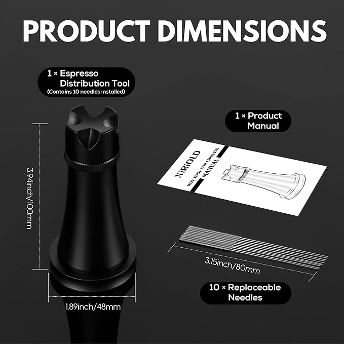 WDT Tool Espresso Distribution Tool, Espresso Stirrer Tools Coffee Distributor, Espresso Machine Accessories, 10×0.4mm Needles with Extra 10 Replaceable Needles for Barista (Matte Black)