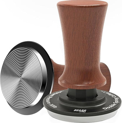 Espresso Coffee Tamper 58.35mm,Ebony Double Spring Coffee Tamper Spring Loaded,100% Stainless Steel Ripple Base,Constant 30lb,Compatible Coffee Machine Accessories (53.75mm)