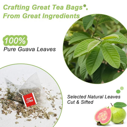 FullChea - Guava Leaves Tea Bags, 50 Teabags - Hojas De Guayaba, Premium Guava Leaf Tea - Non-GMO - Caffeine-free - Boost Immunity & Rich in Antioxidants
