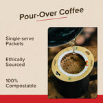 Load image into Gallery viewer, Coulée EcoPour B.I.O.N. Coffee, All Paper Single Serve Pour Over Decaffeinated Coffee, for Camping or Traveling, Pre Filled Compostable Filters, Ready to Brew with Hot Water, Plastic Free, 10 Pack