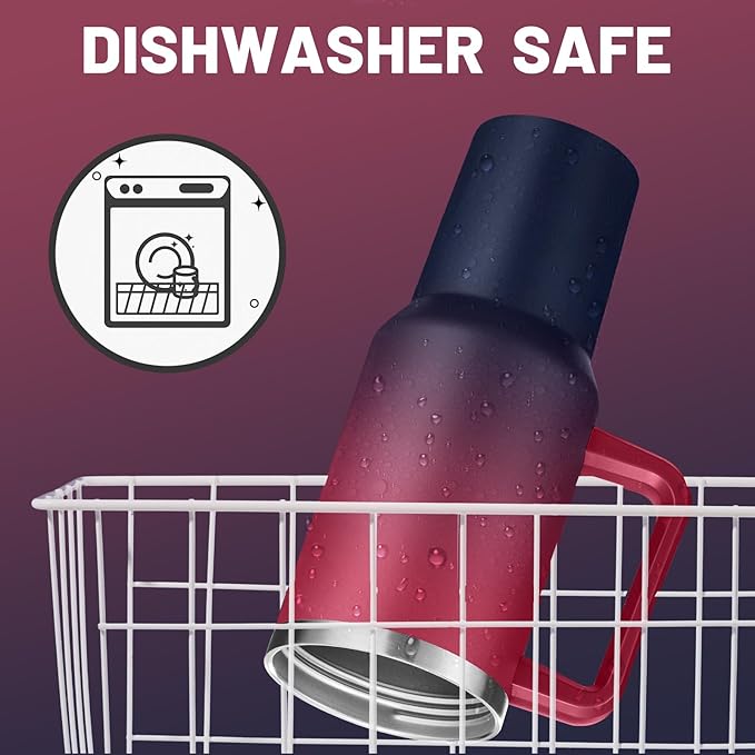 40oz Tumbler with Handle and Straw Lid - Insulated Water Bottle Keep Cold-34H, Stainless Steel Hydro Cup Travel Flask with Dust-proof Cap, Rubber Base, Coffee Mug for Men Women