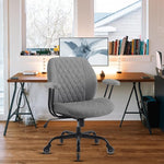 Load image into Gallery viewer, YFO Modern Ergonomic Office Desk Chair, Grey Leather with Lumbar Support, Adjustable Height, Swivel, Armrests, for Office, Gaming, Reading, Relaxing
