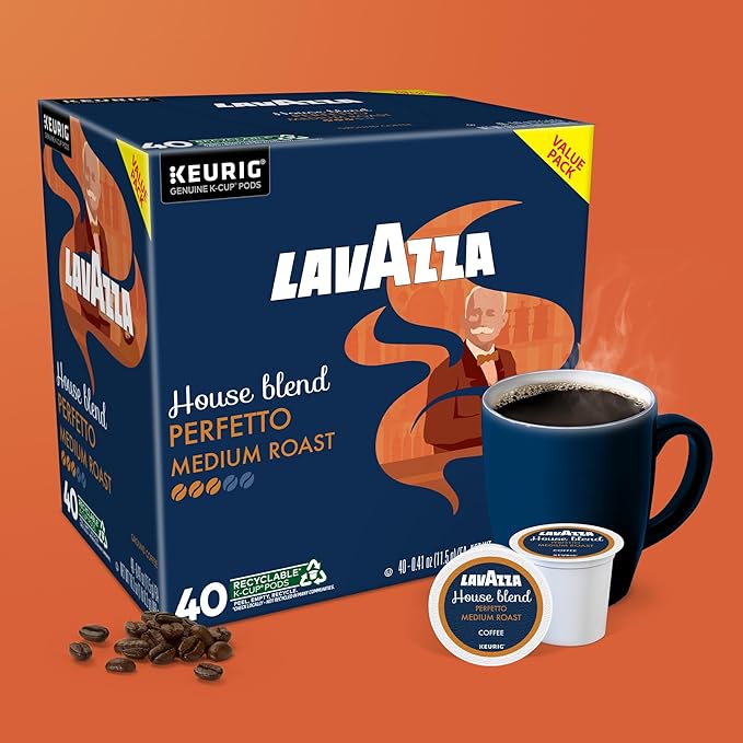 Lavazza House Blend Perfetto, Single-Serve Keurig K-Cup Pods, Medium Roast Coffee, 40-Count Box