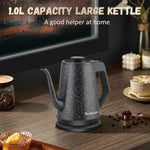 Load image into Gallery viewer, Gooseneck Electric Kettle 1.0L, 1000W Quick Heat-Up In 3 Min, 100% Stainless Steel Tea Kettle, Pour Over Coffee Kettles For Office/Travel/Kitchen, Auto Shut-Off Protection, Black Star Design, BPA-Free