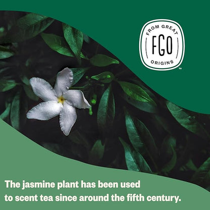 FGO Organic Jasmine Green Tea, 100 Count, Eco-Conscious Tea Bags, Resealable Bag, Packaging May Vary (Pack of 1)