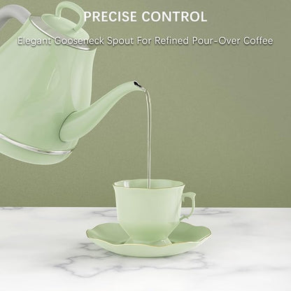 Electric Gooseneck Kettle, 1L 1500WFast Boil, 100% Stainless Steel BPA Free Pour-Over Coffee & Tea Kettle,Water Boiler with Auto Shut & Boil-Dry Protectio,Green