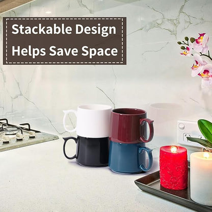 Large Coffee Mugs Set of 4, 19 oz Stackable Ceramic Coffee Mug, Coffee Cups with Large Handle for Latte, Cappuccino, Milk, Tea, Dishwasher & Microwave Safe, Ideal for Men, Women - Multicolor