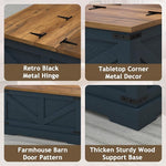 Load image into Gallery viewer, Farmhouse Coffee Table with Hidden Storage Compartment, Square Coffee Table for Living Room, Wood Center Table with Hinged Lifting Tabletop for Home, Navy Blue
